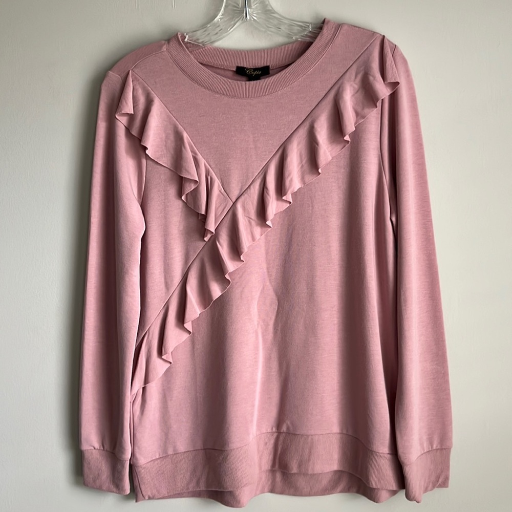🖤 NWT Cupid Lightweight Ruffled, Long Sleeve Top